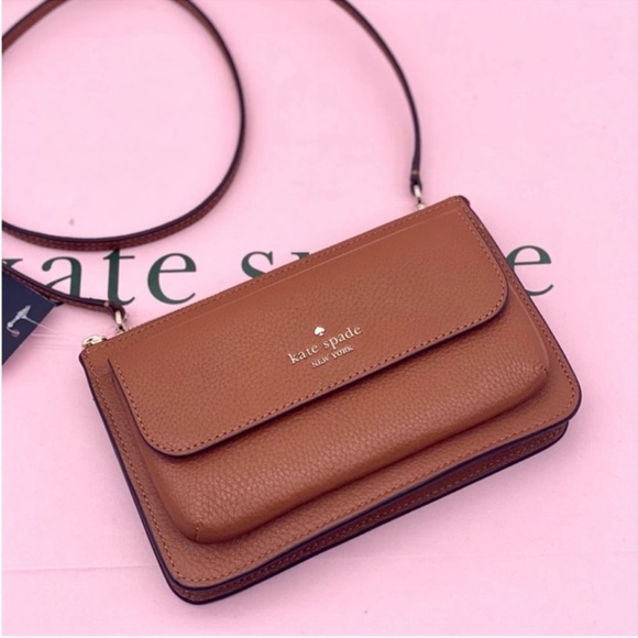 Kate Spade Leila Small flap Crossbody Warm Gingerbread - Picture 2 of 13